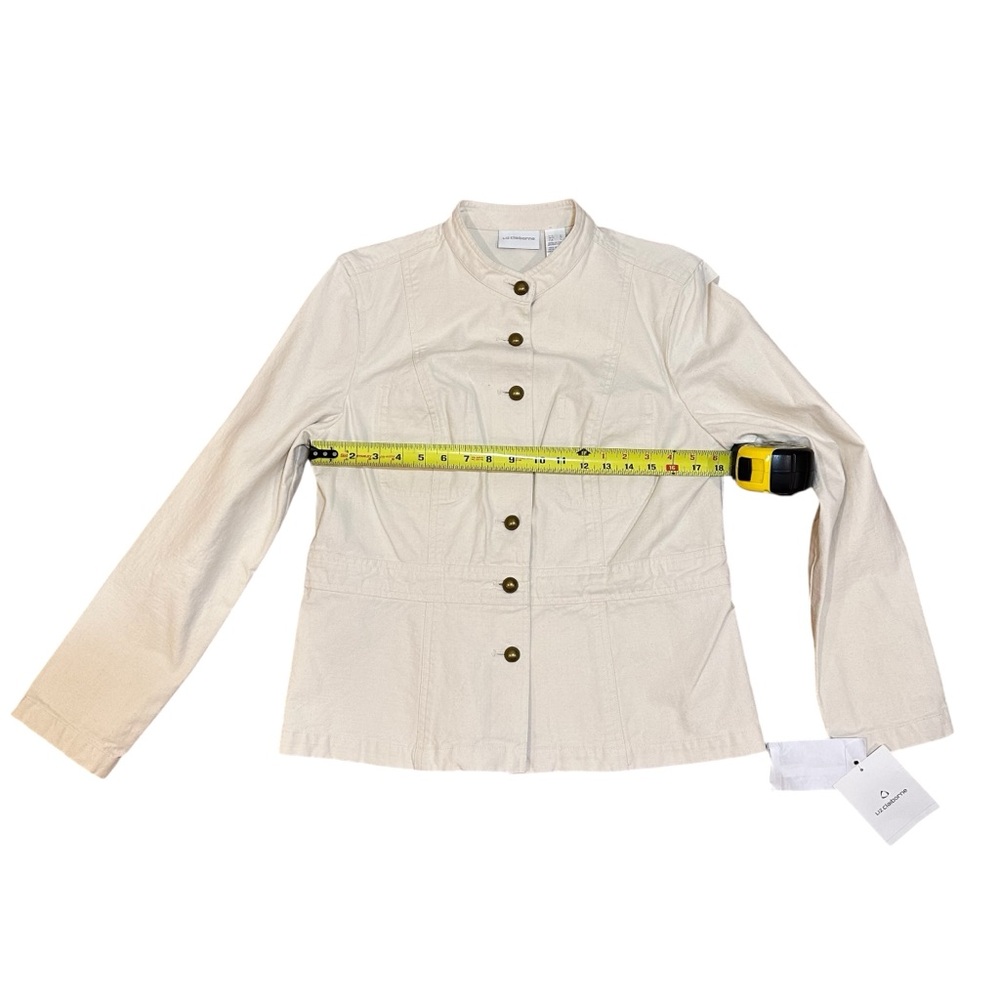 Liz Claiborne Ladies Denim Jacket with metal brass buttons Ivory Size Large NEW - Picture 6 of 9